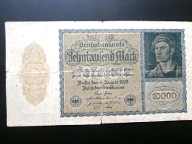 Bank Biljet Duitsland 1922 Reichsbanknote 10.000 Mark - 9G, Postzegels en Munten, Bankbiljetten | Europa | Niet-Eurobiljetten