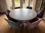 Ronde eettafel 160cm met 6 comfortabele fauteuils, Huis en Inrichting, Tafels | Eettafels, Gebruikt, 150 tot 200 cm, Rond, Ophalen of Verzenden