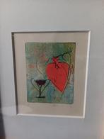 Lia van Leeuwen - Kleurrijke Geëtste Kunstwerk met Hart, Ophalen of Verzenden