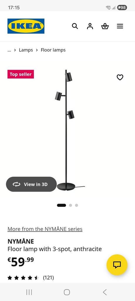 Zwarte staande lamp, Ophalen, 150 tot 200 cm