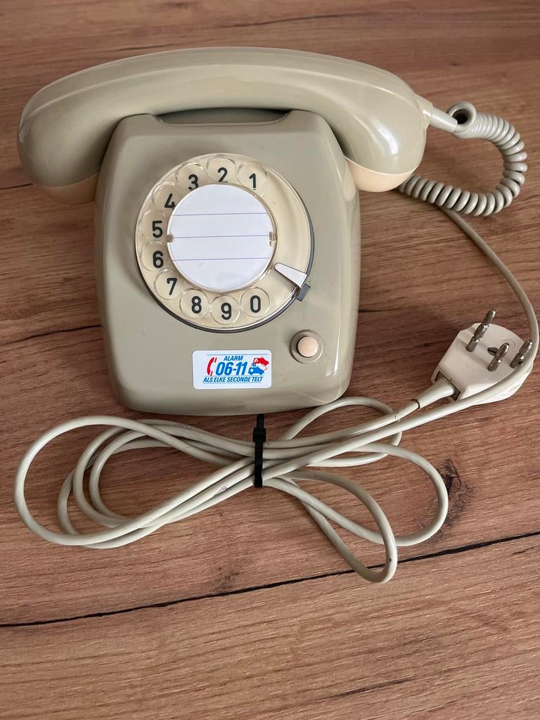 Vintage PTT Draaischijf Telefoon Type T65 - Grijs, Ophalen of Verzenden, Gebruikt, 1 handset