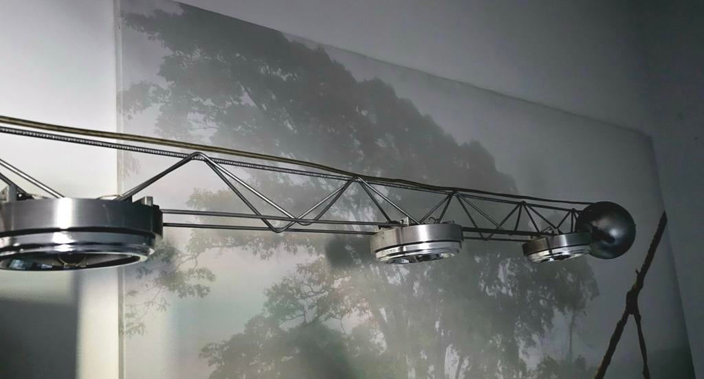 Aluminium staal hanglamp gemini van ferrolight 5x35w irc osr, Ophalen