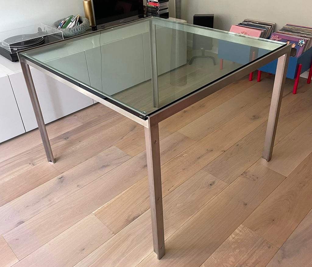 Vintage Design jaren 80 Eettafel Metaform vierkant 1 meter, Huis en Inrichting, Tafels | Eettafels, Ophalen, Gebruikt, 50 tot 100 cm