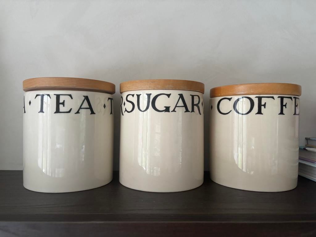 3x Enma Bridgewater voorraad potten Black Toast, Overige typen, Ophalen of Verzenden, Overige stijlen, Glas