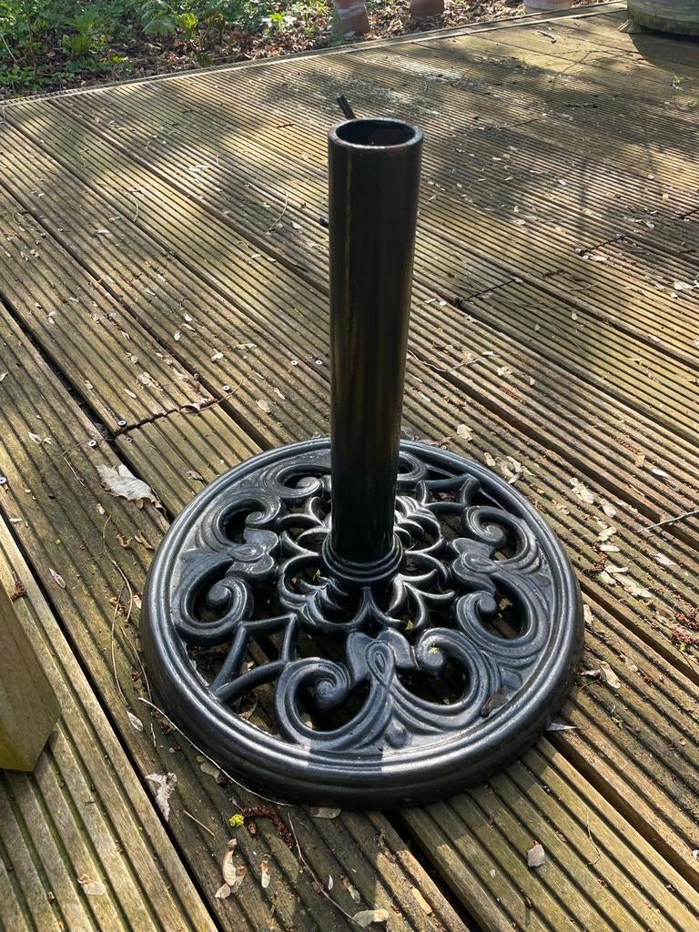 Gietijzeren parasolvoet, antraciet, 45 cm, Ophalen of Verzenden, Zo goed als nieuw, Minder dan 1 meter, Parasolvoet