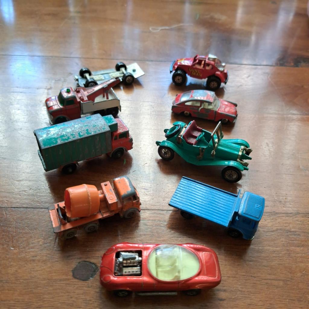 8 Vintage Matchbox Lesney Modelauto's Metaal 60s 70s 80s, Ophalen of Verzenden, Gebruikt