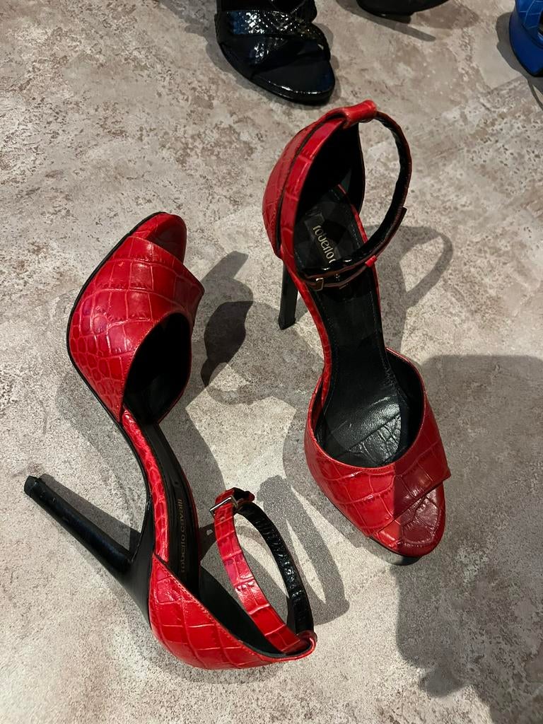 ROBERTO CAVALLI hakken slangenleer 39 origineel zgan, Kleding | Dames, Schoenen, Ophalen of Verzenden, Zo goed als nieuw, Schoenen met hoge hakken
