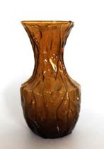Vintage Duitse Amber Glass 'Bark' vaas – Brutalist  (7760), Ophalen, Overige kleuren, Minder dan 50 cm, Glas