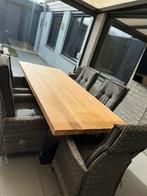 Mango houten tafel met metalen kruispoten - 240cm, Huis en Inrichting, Tafels | Eettafels, Ophalen, Gebruikt, 100 tot 150 cm, 200 cm of meer