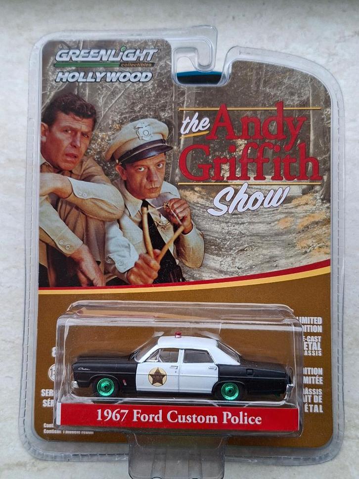 1967 Ford Custom Police Greenlight 1/64 Chase Andy Griffith, Hobby en Vrije tijd, Modelauto's | Overige schalen, Nieuw, Auto, Ophalen of Verzenden