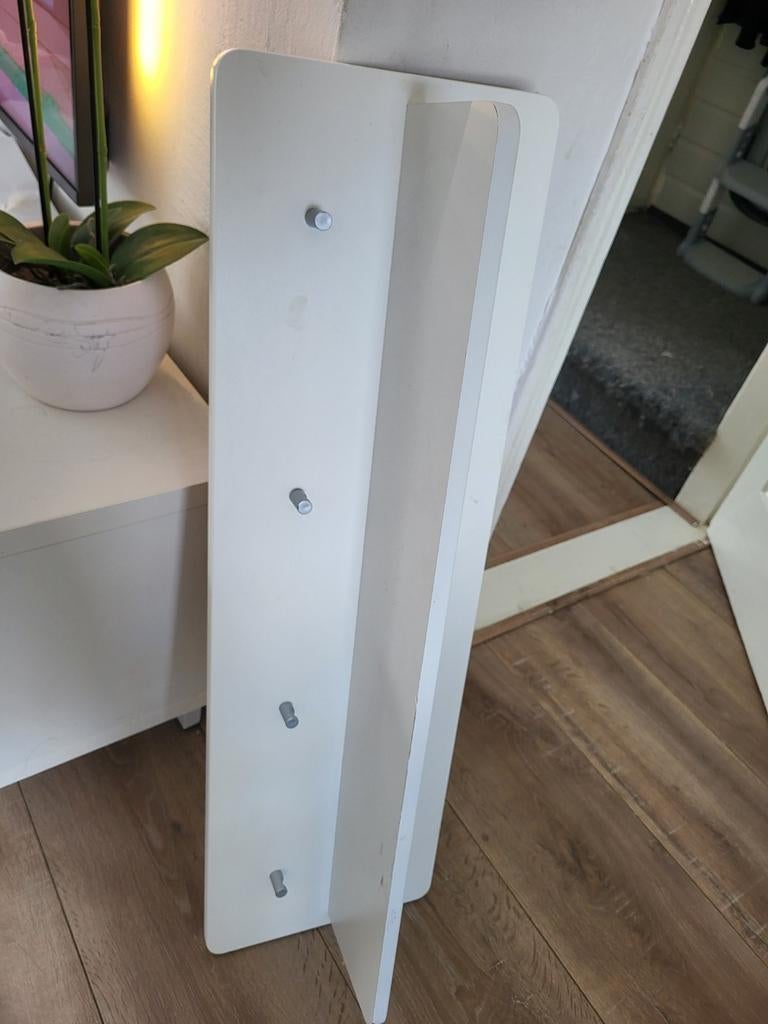 Witte wandkapstok met plankje, Ophalen, Hout, Wandkapstok, Minder dan 100 cm