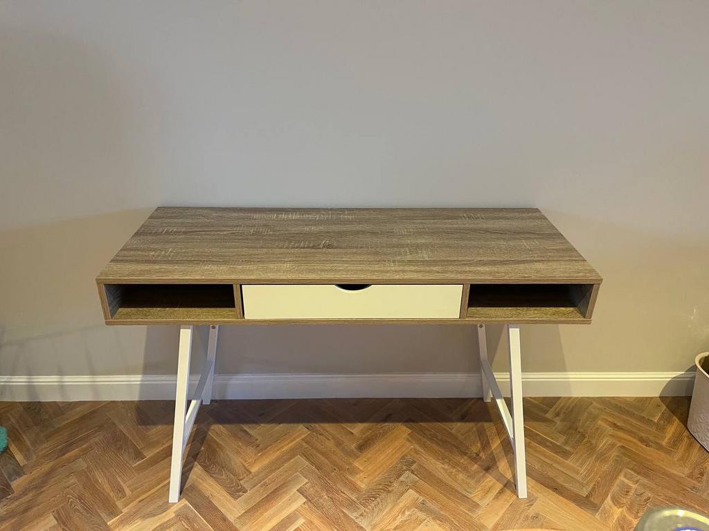 JUSK Bureau ABBETVED 48x120 licht eiken kleur/wit, Ophalen, Zo goed als nieuw