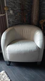 Leren fauteuil - Crème wit, Gebruikt, Ophalen of Verzenden, 75 tot 100 cm, Modern