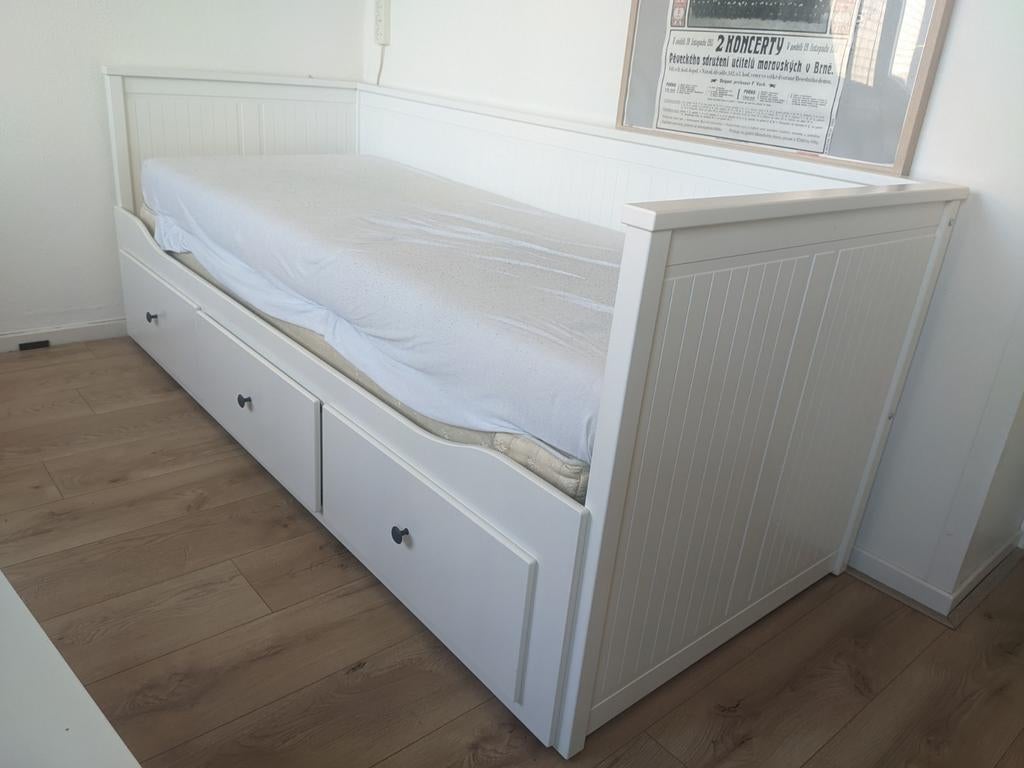 Ikea Hemnes bed zgan, Huis en Inrichting, Ophalen, Verstelbaar, Wit, Tweepersoons