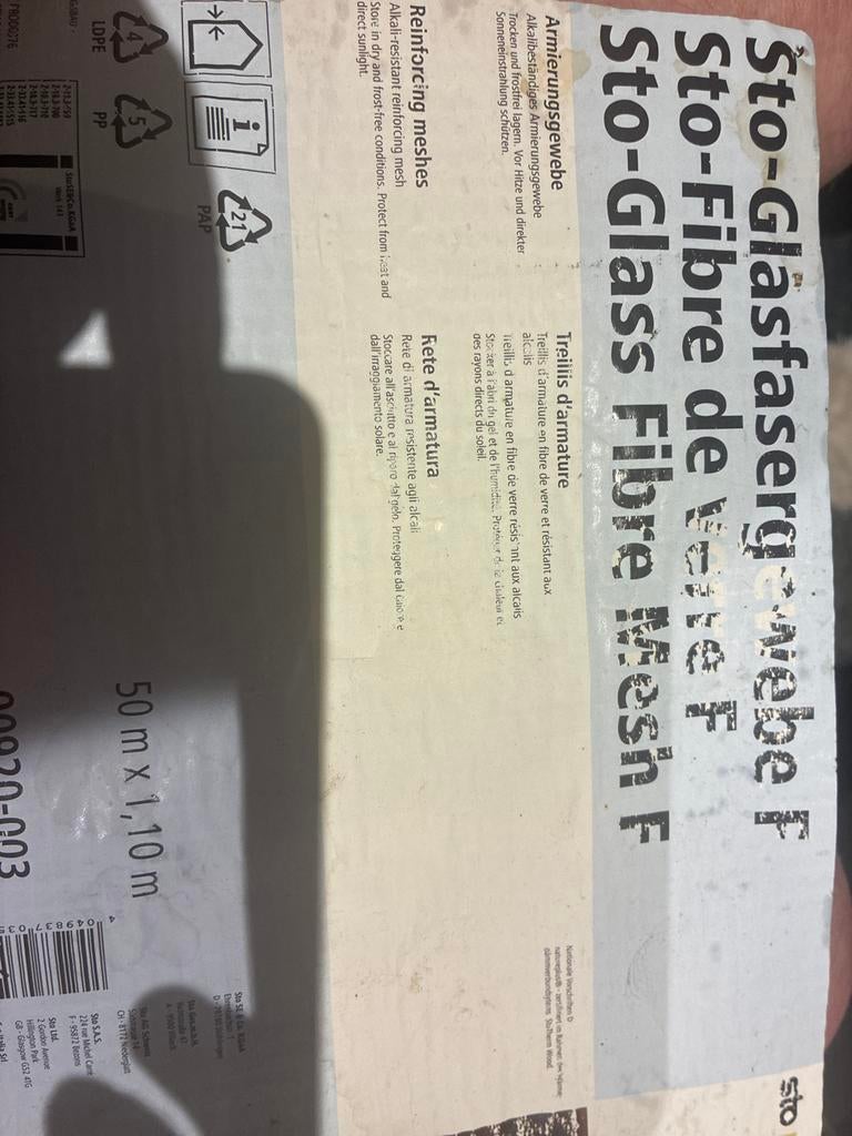 Sto-Glasfasergewebe F wapeningsgaas 50 m x 1,10 m, Ophalen of Verzenden, Nieuw, Overige materialen, 15 m² of meer