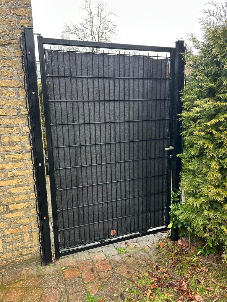 Ijzeren tuinpoort staafmat zwart, Ophalen, Zo goed als nieuw, 200 cm of meer, Draaipoort