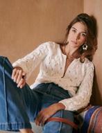 Sezane off white vest katoen open knit mt XL voor L/M ZGAN, Kleding | Dames, Verzenden, Wit, Maat 42/44 (L), Zo goed als nieuw