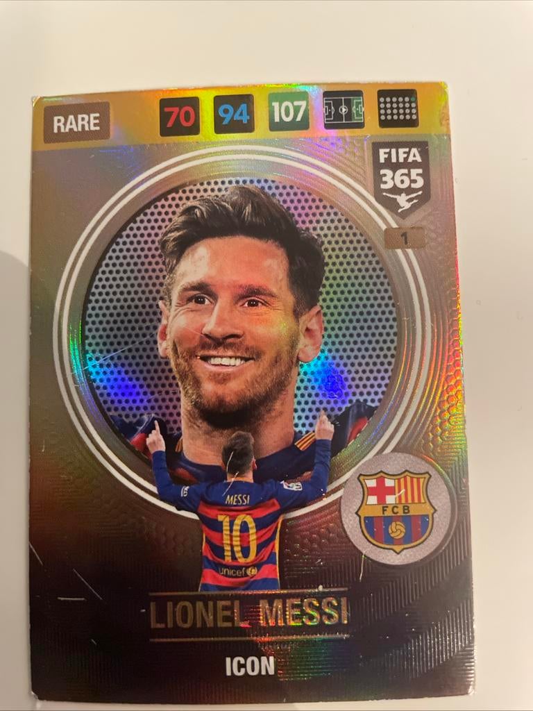 Lionel messi gouden icon kaart panini, Ophalen of Verzenden, Zo goed als nieuw, Plaatje