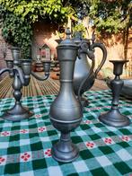 Slanke tinnen oude schenkkan met duim-dekseltje, Antiek en Kunst, Ophalen of Verzenden