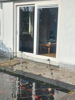 Witte schuifpui met dubbel glas, Ophalen, Kunststof, Gebruikt, 225 cm of meer