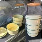 Vintage Draagset emaile pannetjes, Antiek en Kunst, Ophalen of Verzenden