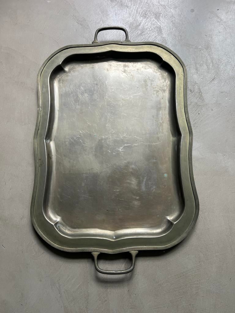 Vintage zilverkleurig dienblad met handvatten, Verzenden