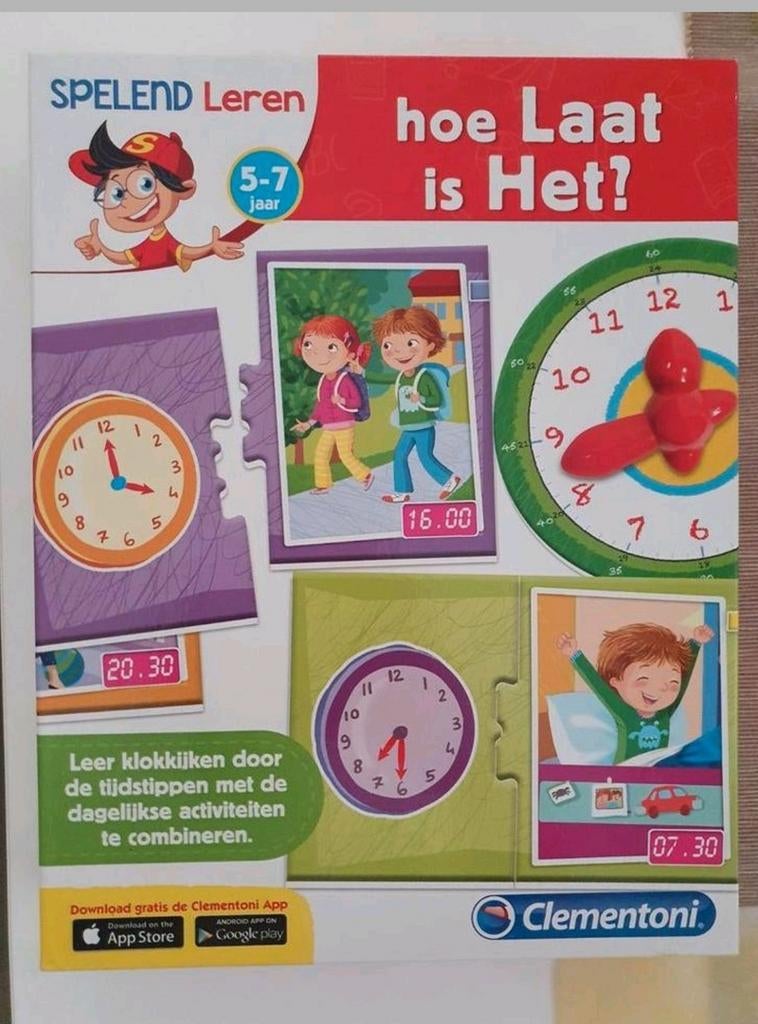 Spel hoe laat is het? Klok leren lezen, Ophalen of Verzenden