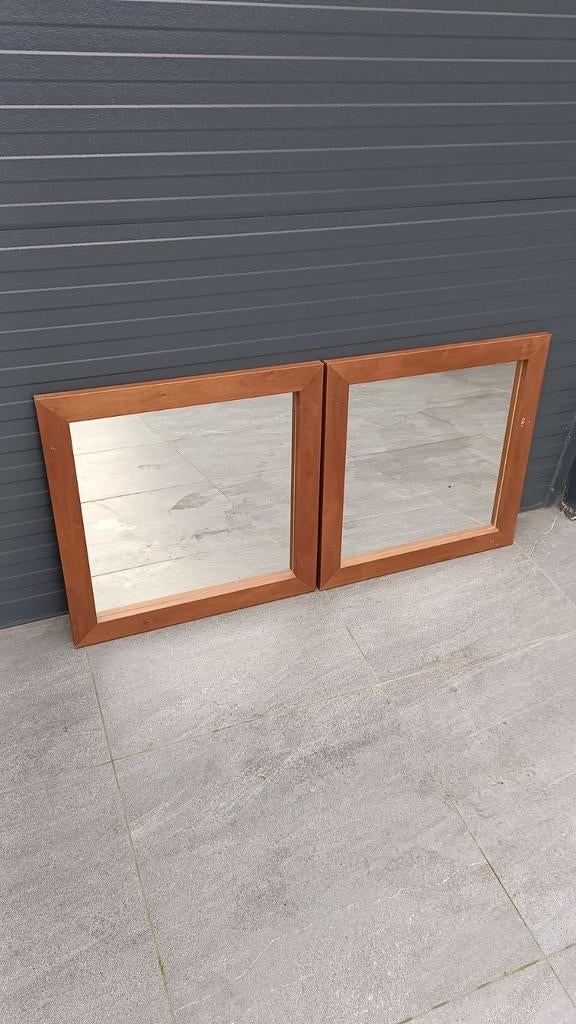 Set van 2 Padua spiegels 60x60cm Noten, Huis en Inrichting, Gebruikt, Vierkant, Ophalen of Verzenden, Minder dan 100 cm