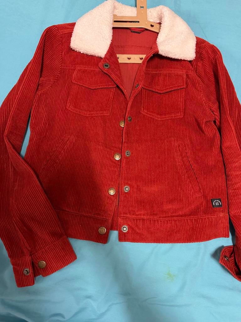 Rode corduroy jas met teddy kraag, Ophalen of Verzenden, Gedragen, Maat 38/40 (M), Rood