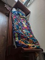 Mahonie houten 1 persoonsbed, 85 tot 100 cm, Gebruikt, Ophalen of Verzenden, Matras