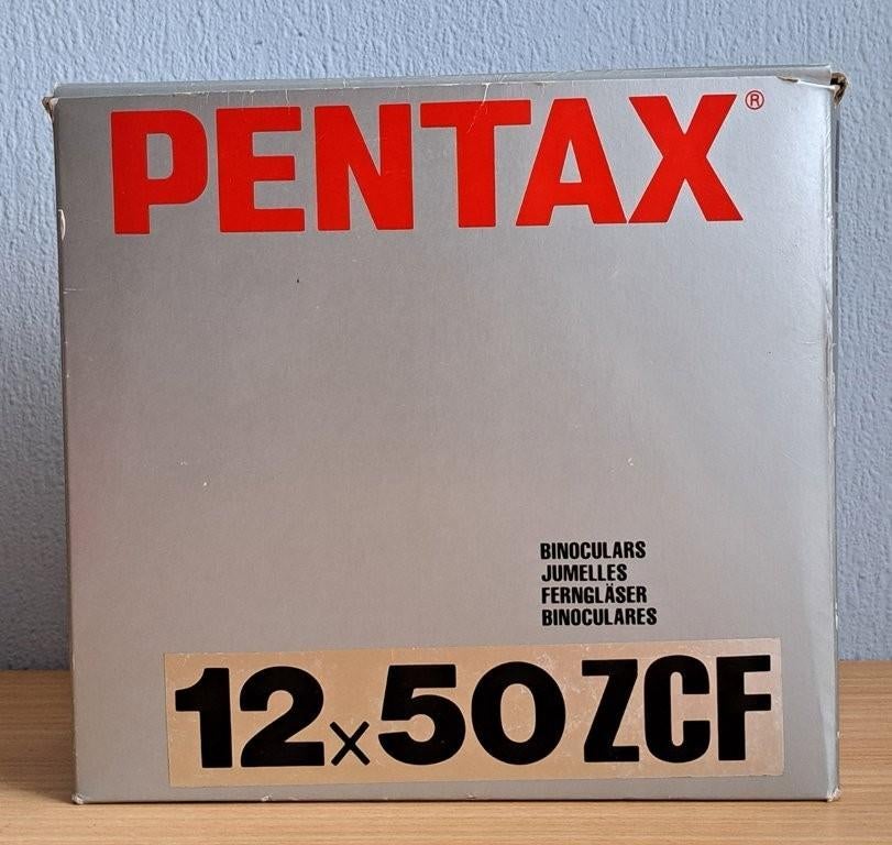 Pentax 12x50 ZCF verrekijker, Zo goed als nieuw, 20x of meer, Met hoes of tas, Porro (met knik)