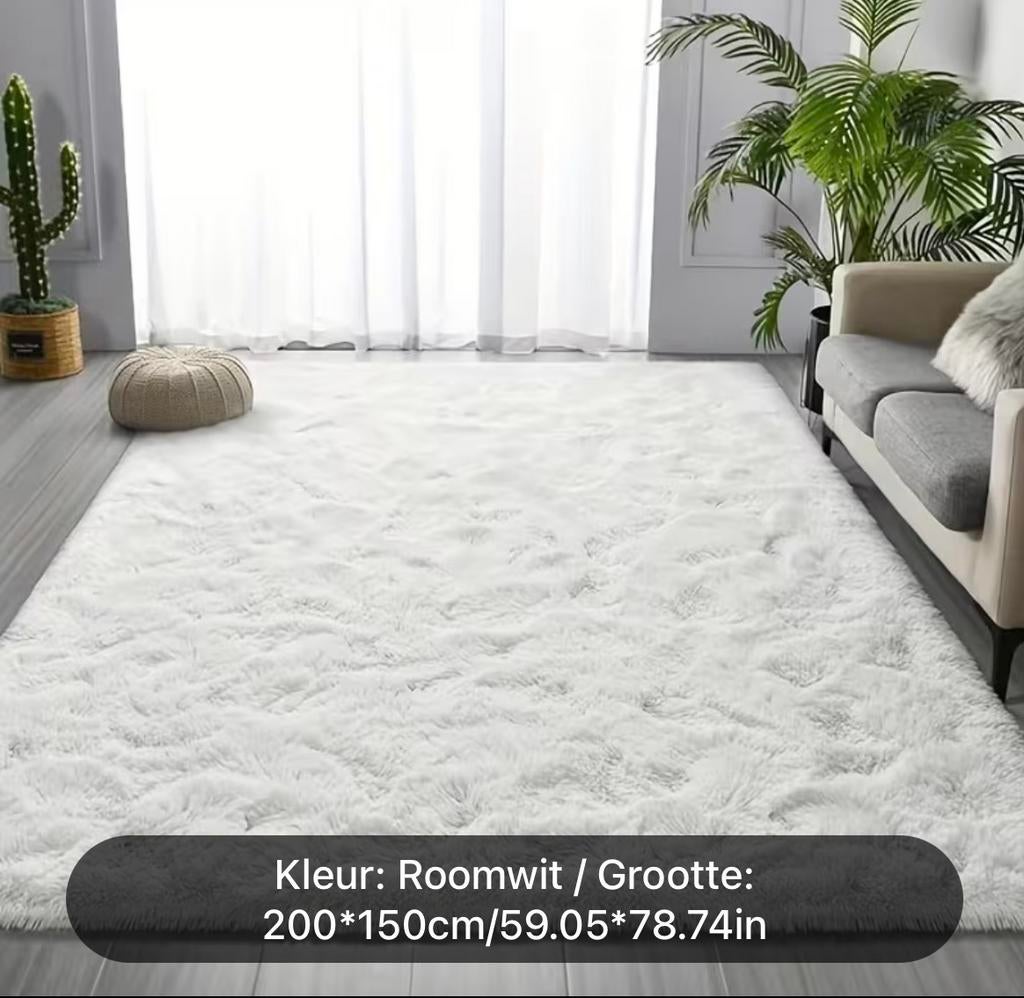 Vloerkleed wit hoogpolig kleed nieuw 150-200, Wit, 150 tot 200 cm, Ophalen of Verzenden, Rechthoekig