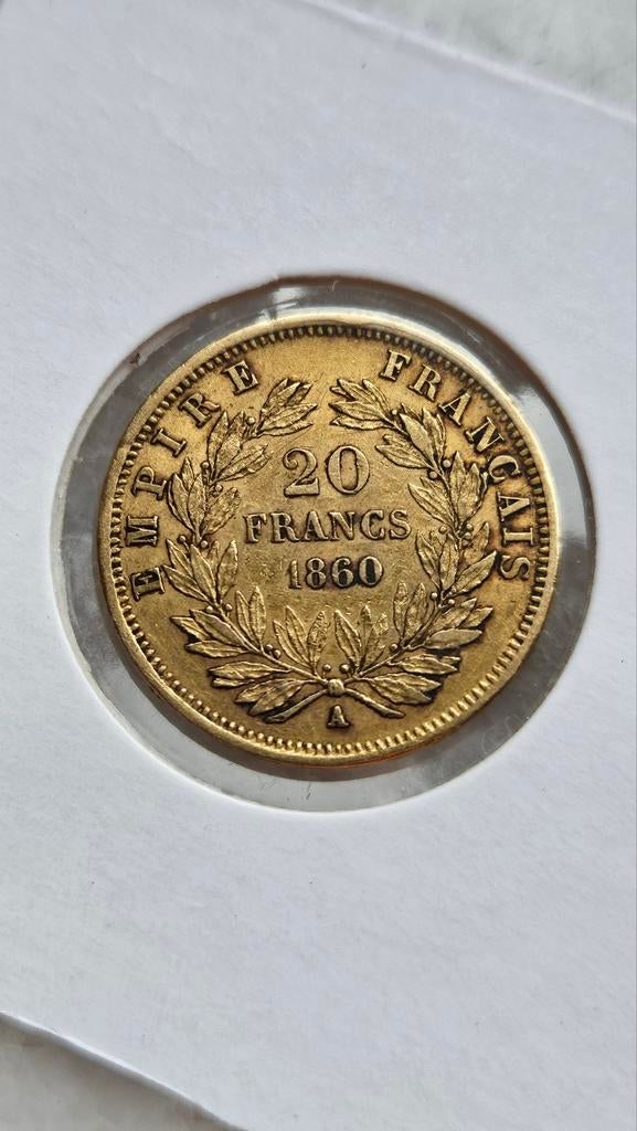 Gouden 20 francs  1860 napoleon, Ophalen of Verzenden, Goud