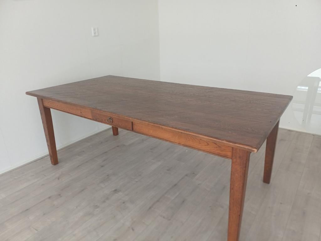 Antieke eikenhouten tafel met lade, Ophalen of Verzenden
