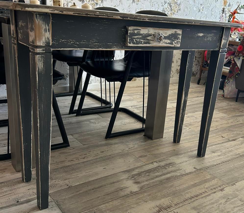 Vintage houten verweerde brocante sidetable, Huis en Inrichting, Ophalen, Gebruikt, 100 tot 150 cm, Overige vormen