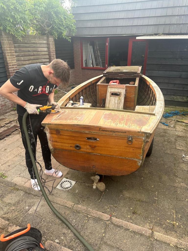 Sloep mahonie hout en teak, Watersport en Boten, Sloepen, Gebruikt, Tot 10 pk, 3 tot 6 meter, Binnenboordmotor, Diesel, Hout, Ophalen