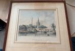 Handgekleurde Litho 'Gezicht op Overschie' in Mahonielijst, Ophalen