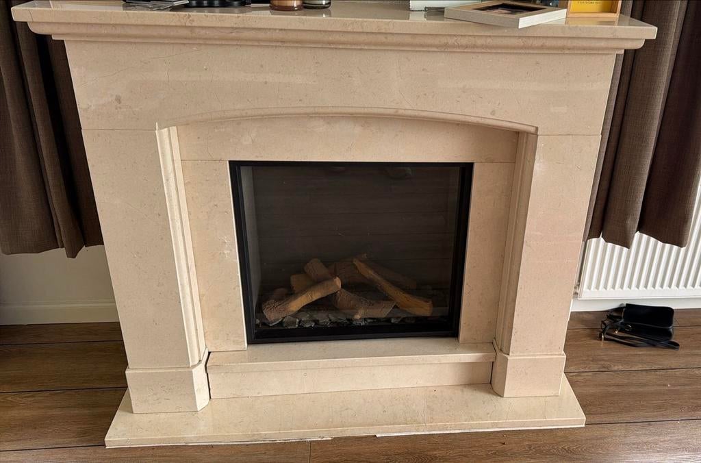 Marmeren schouw inclusief afstandsbediening, Huis en Inrichting, Haarden, Ophalen, Gebruikt, Vrijstaande haard, Elektrische haard