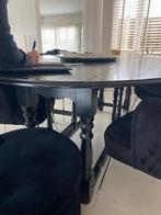 Eettafel 2 x 1.55 ovaal zwart met Brocante poten, Ophalen, Gebruikt, 150 tot 200 cm, Dealplein
