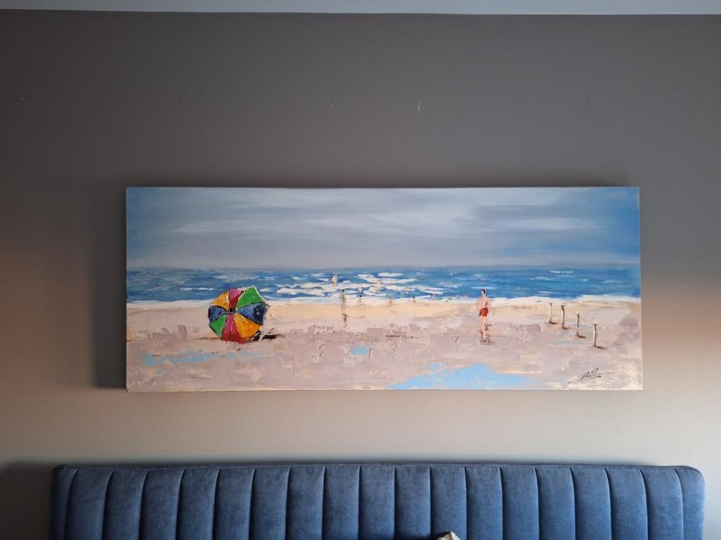 Leuk Strand schilderij op canvas 150 x 50 x 6 cm., Ophalen, Zo goed als nieuw, 150 tot 200 cm, Minder dan 100 cm