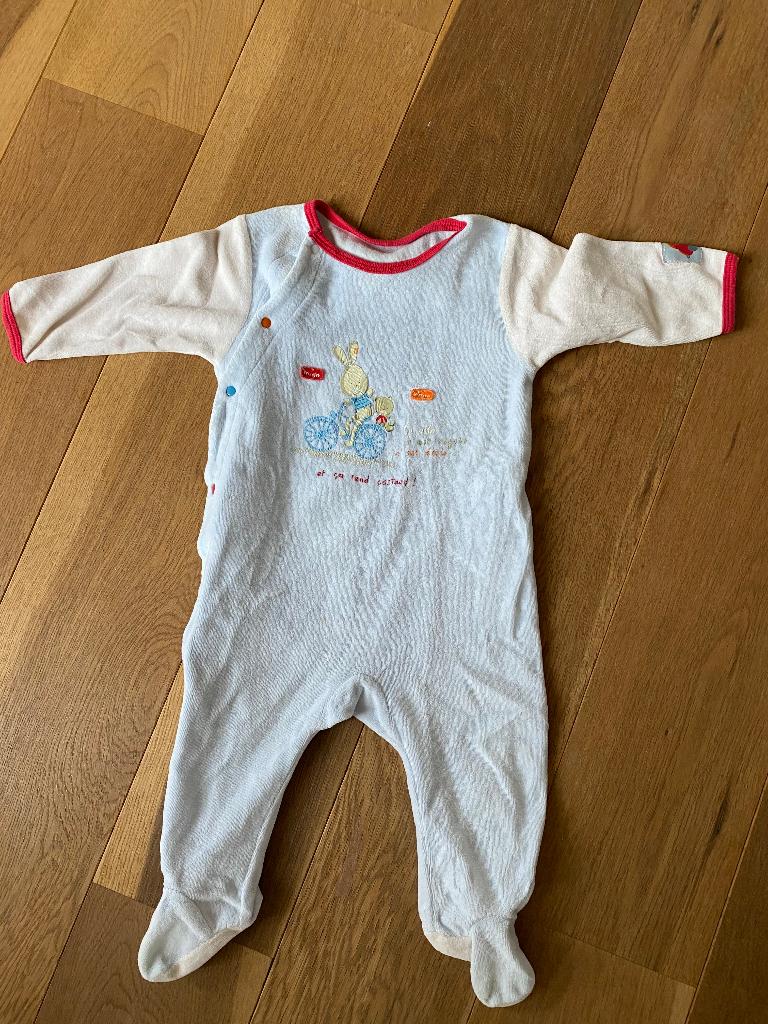 Baby boxpakje met konijntje op fiets maat 68/74 Lekker zacht, Ophalen of Verzenden, Gebruikt, Jongetje of Meisje, Pakje