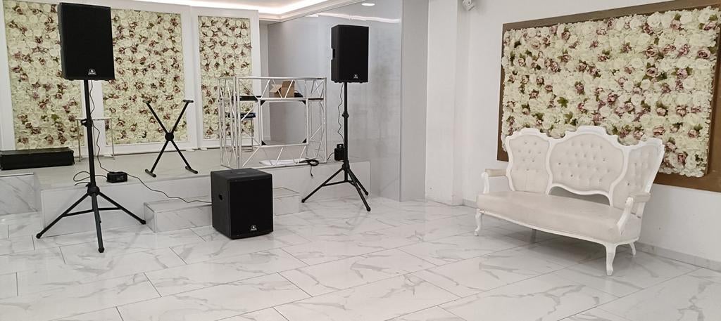 Professionele PA-speakerset met subwoofer en statieven, Ophalen of Verzenden, Gebruikt, Overige typen