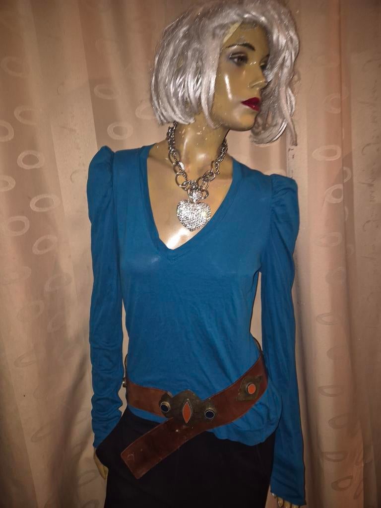 Leren riem vintage met versieringen, Kleding | Dames, Riemen en Ceinturen, Ophalen of Verzenden, Zo goed als nieuw, Bruin