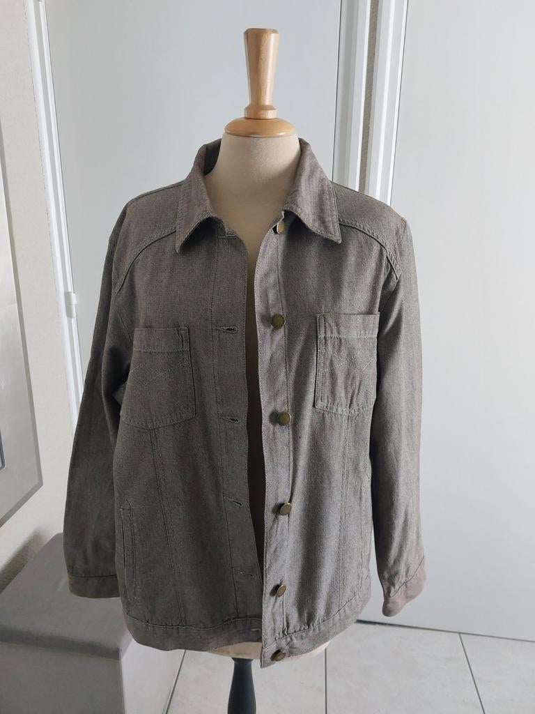 Groen jeans jasje met knopen en zakken, maat 44, MS Mode, Ophalen of Verzenden, Gedragen, Groen