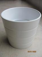 NIEUWSTAAT wit geribbeld ROND aardewerk BLOEMPOT ringen ø 13, Overige materialen, Minder dan 30 cm, Minder dan 60 cm, Rond