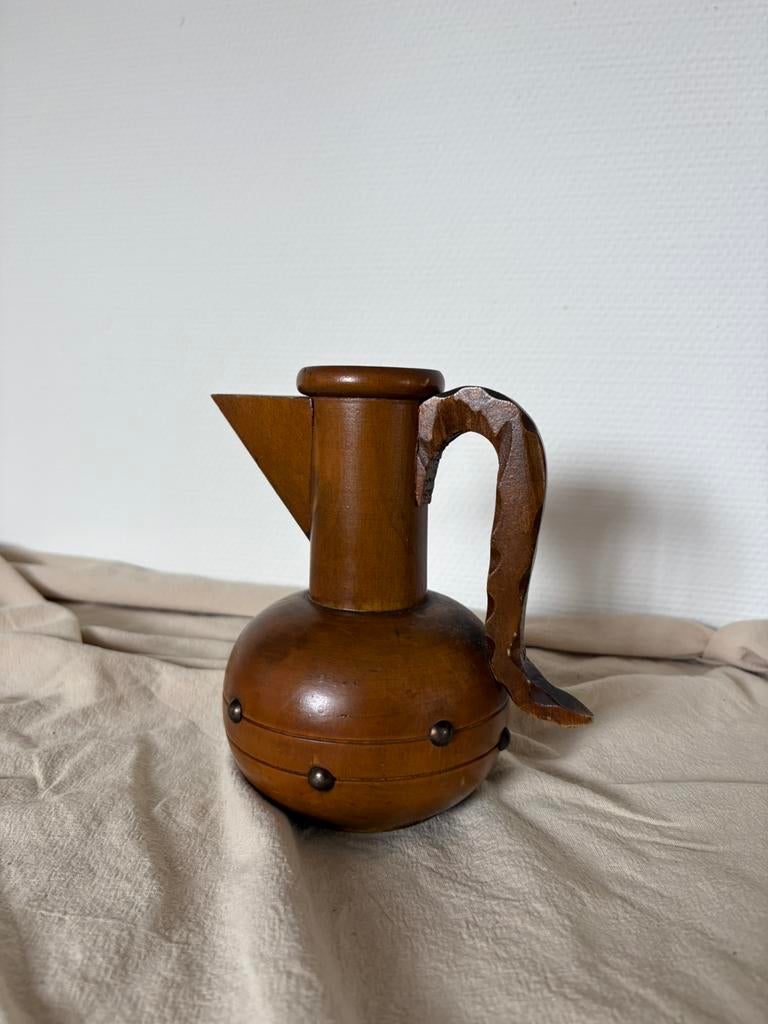 Vintage houten Amsterdamse school kan met greep h18cm, Overige materialen, Overige kleuren, Ophalen of Verzenden, Zo goed als nieuw