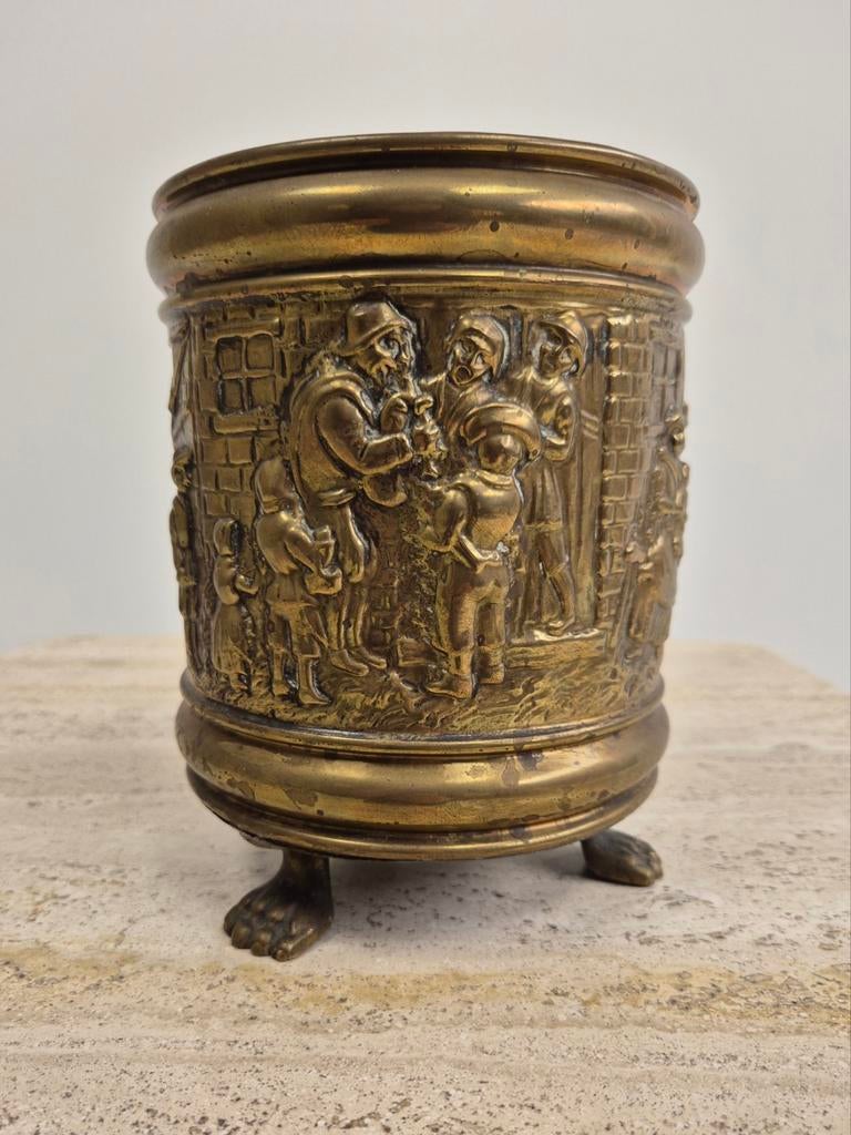 Vintage messing bloempot, Antiek en Kunst, Antiek | Koper en Brons, Ophalen of Verzenden