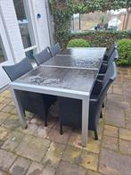 Aluminium kunsstof tuinset met stenen blad, Tuin en Terras, Tuinsets en Loungesets, Ophalen, Gebruikt, Aluminium