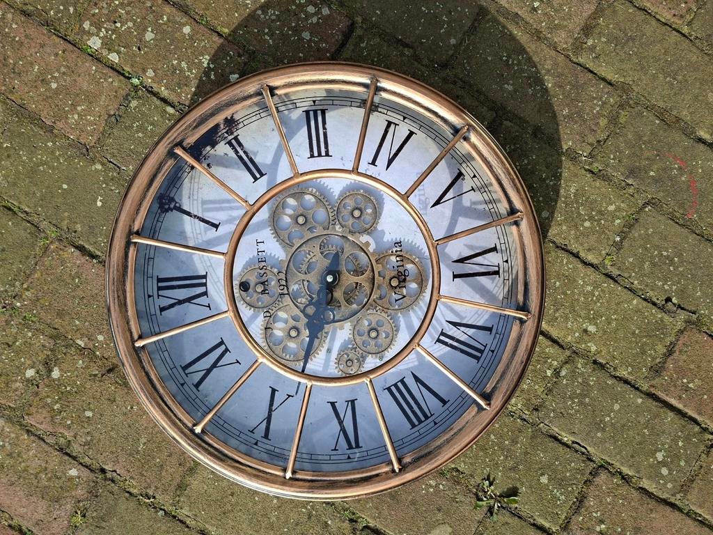 Grote wandklok met werkende tandwielen - Steampunk stijl, Antiek en Kunst, Ophalen