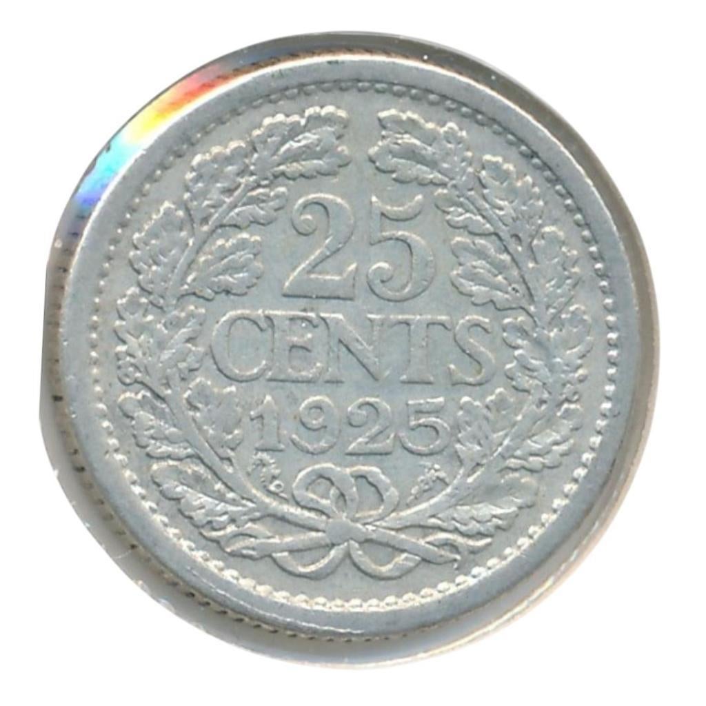 Nederland 25 Cent 1925 Wilhelmina, Postzegels en Munten, Munten | Nederland, Zilver, 25 cent, Ophalen of Verzenden, Koningin Wilhelmina